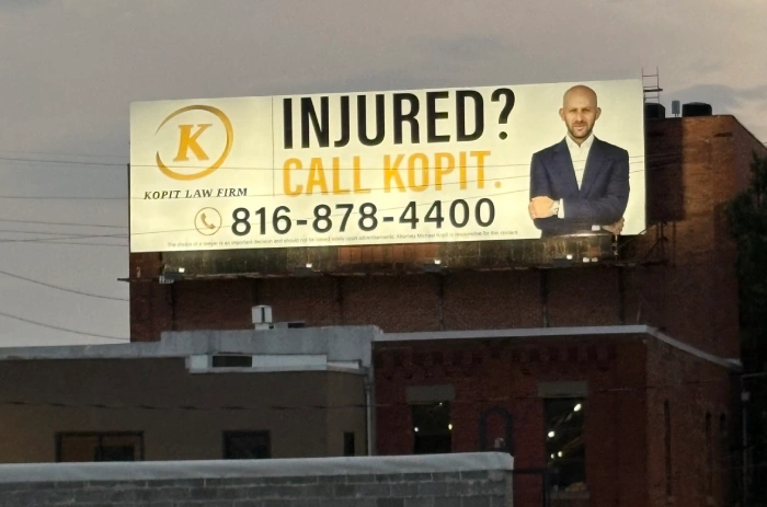 Kopit Law Firm Billboard Advertisement Kopit Law Firm billboard in Kansas City, Missouri